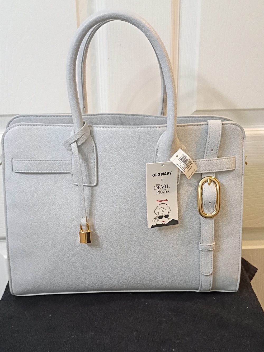 Old Navy Light Blue The Devil Wears Structured Satchel with Gold Accent Hardware